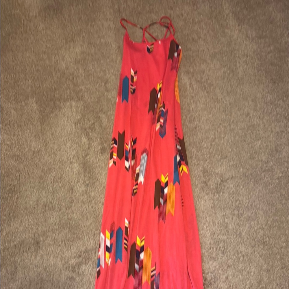 Xhilaration Red Maxi Dress with Multicolor Pattern